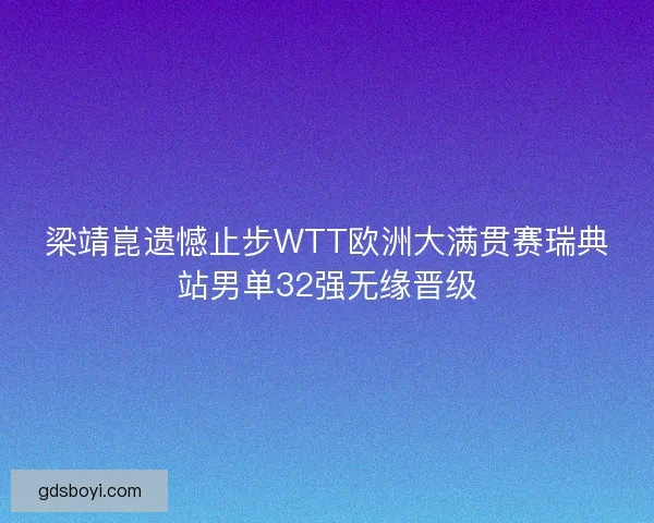 梁靖崑遗憾止步WTT欧洲大满贯赛瑞典站男单32强无缘晋级